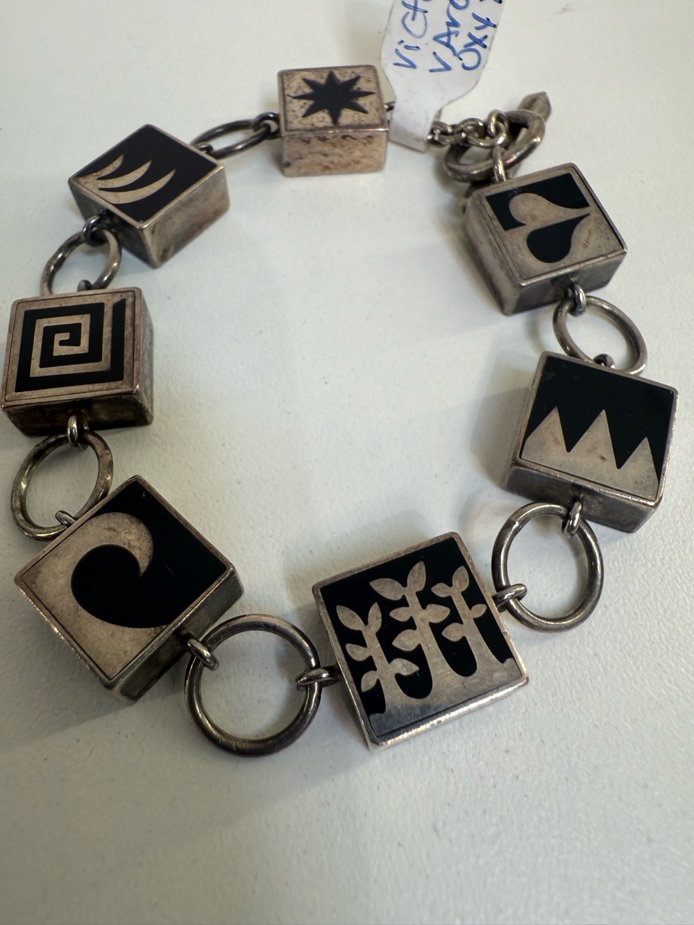 Victoria Varga onyx/SS 925 medium square charm bracelet